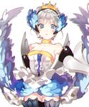  bad_id bad_pixiv_id bare_shoulders blue_eyes choker chromatic_aberration crown expressionless grey_hair gwendolyn mini_crown miniskirt odin_sphere piyo_(ppotatto) short_hair skirt solo thighhighs white_background wings 