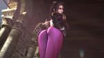  1girl 3d armor ass back black_hair bodysuit castle from_behind long_hair looking_at_viewer noname55 ponytail ruins solo source_filmmaker spandex taki_(soulcalibur) 