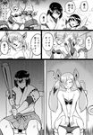  armored_aircraft_carrier_hime baseball_bat bifidus bikini bow comic commentary defeat greyscale hair_bow hair_over_one_eye hyuuga_(kantai_collection) kantai_collection mogami_(kantai_collection) monochrome multiple_girls navel ribbon-trimmed_sleeves ribbon_trim shinkaisei-kan southern_ocean_war_oni swimsuit toilet translated twintails undershirt 