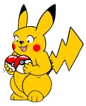  ambiguous_gender eager fur motion_lines navel nintendo pikachu pok&eacute;ball pok&eacute;mon red_cheeks simple_background solo video_games yellow_fur 