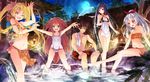  4girls :d ;d bandeau bangs barefoot bikini black_bikini black_hair blonde_hair blue_eyes breasts brown_eyes brown_hair character_request cleavage copyright_name covered_navel criss-cross_halter dennryuurai floral_print frilled_bikini frills green_eyes grin hair_between_eyes hair_bobbles hair_ornament hair_ribbon halter_top halterneck hands_on_own_knees highres legs_apart long_hair looking_at_another looking_at_viewer male_swimwear medium_breasts mixed_bathing moon multiple_girls navel night night_sky one-piece_swimsuit one_eye_closed onsen open_mouth orange_bikini orange_eyes orange_ribbon outdoors outstretched_arms outstretched_leg petite plant ponytail print_bikini psychic_hearts red_eyes red_ribbon ribbon rock sarong school_swimsuit shirtless side-tie_bikini silver_hair sitting sky small_breasts smile soaking_feet splashing spread_arms standing star_(sky) starry_sky stone_lantern striped striped_bikini striped_swimsuit swept_bangs swim_trunks swimsuit swimwear towel twintails two_side_up very_long_hair wading walking_stick wall water white_school_swimsuit white_swimsuit 