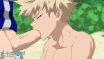  2boys animated animated_gif blonde_hair boku_no_hero_academia erection fellatio male_focus multiple_boys onoro_nyo oral outdoors penis sucking yaoi 