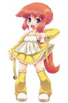  animal_ears apron blue_eyes detached_sleeves dog_ears dog_tail dress full_body inu1tou open_mouth orange_hair original solo tail 