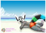  2014 anthro beach butt invalid_tag klynolder lemur male mammal pinup pose primate seaside spots suggestive 