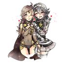  2girls blush breasts brown_hair female fire_emblem fire_emblem_if long_hair multiple_girls nintendo ophelia_(fire_emblem_if) panties simple_background skirt smile soleil_(fire_emblem_if) underwear yuri 