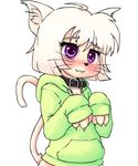  blonde_hair cat claws clothing collar feline female fur hair hoodie hoodie_(artist) invalid_tag mammal necktie purple_eyes whiskers 