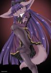  cat furry leg long_hair purple_eyes purple_hair smile solo wolfox004 zettai_ryouki 