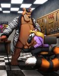  2015 animatronic anthro balls barefoot bear belly black_fur black_penis blonde_hair brown_fur cane canine ceeb chubby claws clenched_teeth clothed clothing crying cum cum_in_mouth cum_inside cum_on_face cum_on_penis desmond desmond_(ceeb) duo erection evil_grin eyes_closed fellatio five_nights_at_freddy&#039;s fox freddy_(fnaf) fur grin hair half-dressed hand_on_head hat head_grab interspecies jacket long_hair looking_down machine male male/male mammal muscles nude open_jacket open_mouth oral oral_penetration orange_fur pants pecs penis robot sex sharp_claws sharp_teeth shirt sitting smile speedo standing striped_tail sucking swimsuit tears teeth toe_claws top_hat video_games white_fur 
