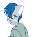  anthro blue_fur blue_hair character fan_character freeze-pop88 fur hair invalid_tag male mammal mongoose rodent white_fur yellow_eyes 