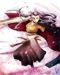  amputee ass grey_hair groin hakama japanese_clothes long_hair looking_at_viewer midriff navel old_woman pixiv_fantasia pixiv_fantasia_5 sanctuary-of-apricot serious solo sword very_long_hair weapon 