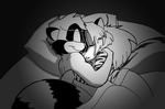  afterglow bed bobsheaux_(artist) cuddling eric_schwartz eyes_closed hybrid mammal nude raccoon rc rc_raccoon sabrina_online skunk sleeping zig_zag 