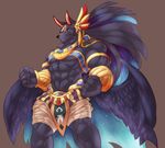  abs anubis biceps big_muscles clothed clothing deity fur half-dressed istani male muscles pecs red_eyes 