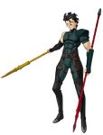  absurdres black_hair fate/zero fate_(series) full_body highres holding holding_weapon lancer_(fate/zero) male_focus official_art polearm solo spear takeuchi_takashi transparent_background weapon yellow_eyes 