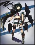  belt black_border black_footwear boots border crop_top eyepatch green_eyes green_hair hat holding kantai_collection kiso_(kantai_collection) long_hair miniskirt navel pleated_skirt remodel_(kantai_collection) saber_(weapon) sailor_hat school_uniform serafuku skirt solo standing sword weapon weasel_(close-to-the-edge) 