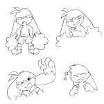  anthro clothed clothing cub domestic_cat felid feline felis grin hybrid klonoa klonoa_(series) lagomorph line_art male mammal naughty_face oob rabbit smile solo topless v_sign video_games young 