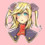  aqua_eyes blazblue blazblue_remix_heart blonde_hair blush face long_hair nunun shiori_kirihito solo twitter_username two_side_up 