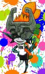  1girl artist_request female hair imp ink looking_at_viewer midna nintendo orange_hair red_eyes simple_background solo splatoon the_legend_of_zelda twilight_princess unknown_artist video_games 