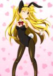  alicia_testarossa animal_ears blonde_hair bunny_ears bunny_girl bunnysuit fishnet_pantyhose fishnets highres ka2 long_hair lyrical_nanoha mahou_shoujo_lyrical_nanoha mahou_shoujo_lyrical_nanoha_innocent one_eye_closed oversized_breast_cup pantyhose red_eyes solo two_side_up 