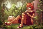  book cat clothing dress feline female high_heels iskra mammal sitting solo 