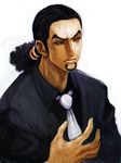  beard black_hair facial_hair formal lack long_hair male_focus necktie one_piece ponytail rob_lucci solo suit upper_body white_background 