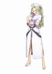  ar_tonelico ar_tonelico_iii bandolier blonde_hair bullet coat glasses green_eyes hair_ornament hat high_heels labcoat long_coat long_hair nagi_ryou nurse nurse_cap official_art ponytail shoes solo syringe yurishica 