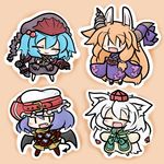  alternate_costume animal_ears bunny_ears chibi ibuki_suika inubashiri_momiji kawashiro_nitori multiple_girls remilia_scarlet touhou two_side_up yanagi_(nurikoboshi) 