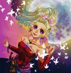  cape cotton_candy_(artist) earrings elbow_gloves final_fantasy final_fantasy_vi flower flower_petals gloves green_hair jewelry looking_up moon petals ponytail purple_eyes ribbon sword tina_branford violet_eyes weapon 