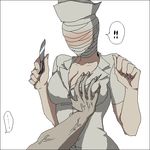  bad_id bad_pixiv_id blush breast_grab breasts bubble_head_nurse grabbing large_breasts oekaki pyramid_head scalpel silent_hill silent_hill_2 yoyoyoyoyo 