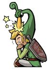  artist_request blonde_hair ezlo hat highres link official_art pointy_ears shield sword the_legend_of_zelda the_legend_of_zelda:_the_minish_cap weapon 