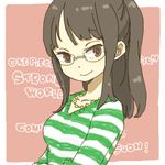  alternate_hairstyle brown_eyes english glasses hair_up jewelry necklace nico_robin one_piece one_piece:_strong_world solo yukke 