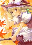  blonde_hair braid broom broom_riding hat hirokazu kirisame_marisa solo touhou witch_hat yellow_eyes 