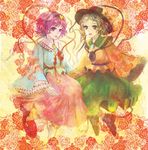  dress eyes flower frills green_eyes hairband hat hat_ribbon heart komeiji_koishi komeiji_satori lips lipstick makeup multiple_girls pink_eyes pink_hair pink_lipstick ribbon rose shoes short_hair siblings silver_hair single_shoe sisters sitting slippers smile socks touhou wavy_hair wide_sleeves yuyayuyo 