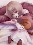  1girl bad_id bad_pixiv_id blanket feather_boa hat lying omaru one_piece pink_hat sleeping stitches tony_tony_chopper victoria_cindry zombie 