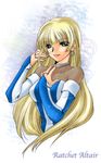  blonde_hair blue_eyes dress earrings jewelry kannah long_hair ratchet_altair sakura_taisen sakura_taisen_v smile 