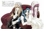  blonde_hair blue_hair crossdress crossdressing dress gothic_lolita highres kouno_tooru lolita_fashion long_hair nakajima_atsuko pink_hair princess_princess shihoudani_yuujirou trap yutaka_mikoto 