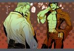  2boys geese_howard hideaki m_bison male male_focus multiple_boys muscle open_clothes open_shirt shirt snk vega yaoi yawn yawning 