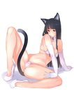  animal_ears arm_support bangs bare_legs bare_shoulders black_eyes black_hair blunt_bangs bow bow_panties bra breasts cat_ears cat_tail choker elbow_gloves full_body gloves high_heels licking long_hair medium_breasts micro_panties navel no_socks original panties revision sidelocks sitting solo spread_legs string_panties tail tongue tongue_out tsukino_wagamo underwear underwear_only white_bra white_gloves white_panties 