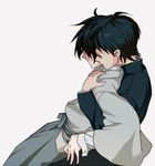  2camera black_hair gakuran glasses hug hug_from_behind itoshiki_nozomu japanese_clothes kimono kudou_jun male_focus multiple_boys sayonara_zetsubou_sensei school_uniform shosei tongue tongue_out 