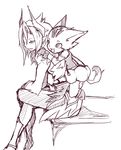  cat demon feline female hair higoro humanoid kemono long_hair male mammal monochrome 