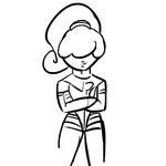  crossed_arms female hair_over_eyes lips monochrome ponytail sapphire_(steven_universe) solo steven_universe 