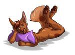  2015 anthro canine flynx-flink fox fur hair lurkergaat lying male mammal nude smile solo 