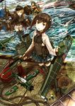  aircraft airplane bird blonde_hair bow_(weapon) brown_eyes brown_hair camouflage camouflage_hat crossbow fairy_(kantai_collection) hat headband headgear highres hiryuu_(kantai_collection) japanese_clothes kantai_collection kazabana_fuuka long_hair maintenance_musume_(kantai_collection) multiple_girls open_mouth prinz_eugen_(kantai_collection) remodel_(kantai_collection) reppuu_(kantai_collection) short_hair smile taihou_(kantai_collection) twintails weapon 