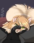  2015 anthro black_penis canine cum dog duo english_text female green_eyes licking licking_lips looking_at_viewer male male/female mammal nytro penis pomeranian rika rika_(character) tailwag text tongue tongue_out 