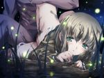  1girl alicesoft blonde_hair blush bottomless dirty fireflies game_cg green_eyes hetero in_water leg_up mud muscle night no_panties open_mouth orion_(orionproject) outdoors rance_(series) rance_quest sachiko_centers sad sailor_collar sex short_hair solo_focus vaginal water wet 