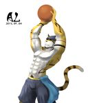  abs biceps clothed clothing feline fur green_eyes half-dressed mammal muscles pecs tiger 阿狼 