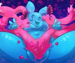  2015 belly blush breast_suck breasts cerise_(floraverse) chubby feline female female/female fisting floraverse goo group group_sex irootie lagomorph licking looking_at_viewer mammal mellie_(floraverse) nipples pussy sex smile sucking threesome tongue tongue_out 
