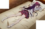  bed highres jitsu_wa_watashi_wa long_hair pleated_skirt purple_eyes screencap shishido_shiho skirt solo 