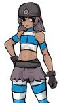  1boy bandanna brown_hair bulge dark_skin genderswap gloves npc_trainer pokemon pokemon_oras simple_background solo tagme team_aqua_grunt team_aqua_grunt_(remake) trap 