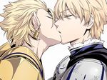  archer_(fate/prototype) arthur_pendragon_(fate) blonde_hair fate/prototype fate_(series) gentleman_in_progress kiss male_focus multiple_boys yaoi 