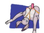  1md3f4ul7 anthro big_breasts blue_eyes breasts dildo disney female harness hi_res judy_hopps lagomorph looking_at_viewer mammal masturbation nipples nude penetration pussy rabbit sex_toy simple_background solo spread_legs spreading vaginal vaginal_penetration zootopia 